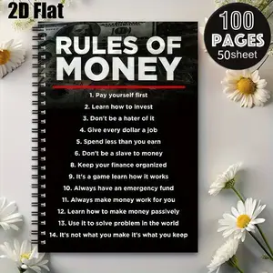 1 Spiral Coil Notebook Rules of Money, 5.7x8.26 inch, High Quality Lined Pages, Durable Binding, Financial Planning Journal for Daily Budgeting, Investment Tracking, Business Notes, Perfect Gift for Entrepreneurs, Finance Enthusiasts on Christmas, N