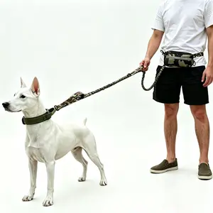 Hands-Free Dog Leash, Elastic Reinforced, Ideal for Running, Walking, Training, Hiking, Durable Dual Handle Waist Belt, Reflective Adjustable Strap, Medium to Large Dogs