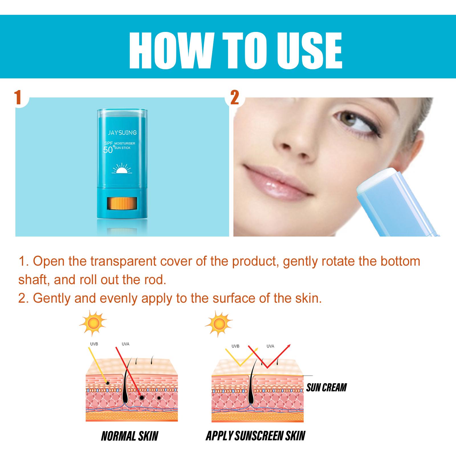 Jaysuing Moisturizing Protection Stick, Protection Refreshing Waterproof Anti-sweat Anti-UV Cream