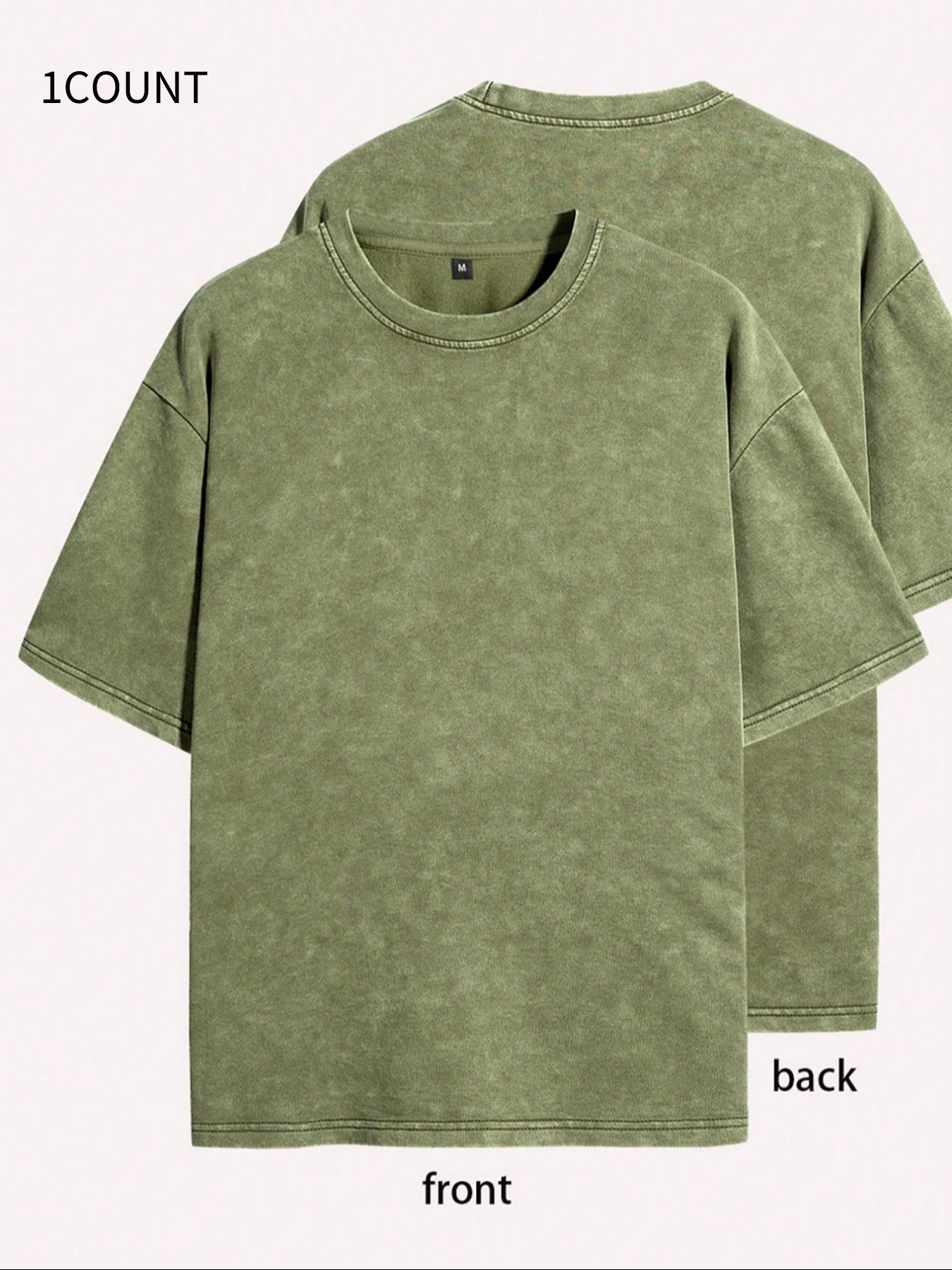 Men's Retro Style Washed Distressed Crew Neck Tee, Regular Fit Casual Comfy Short Sleeve Round Neck T-shirt for Fashion Men's Top, Menswear