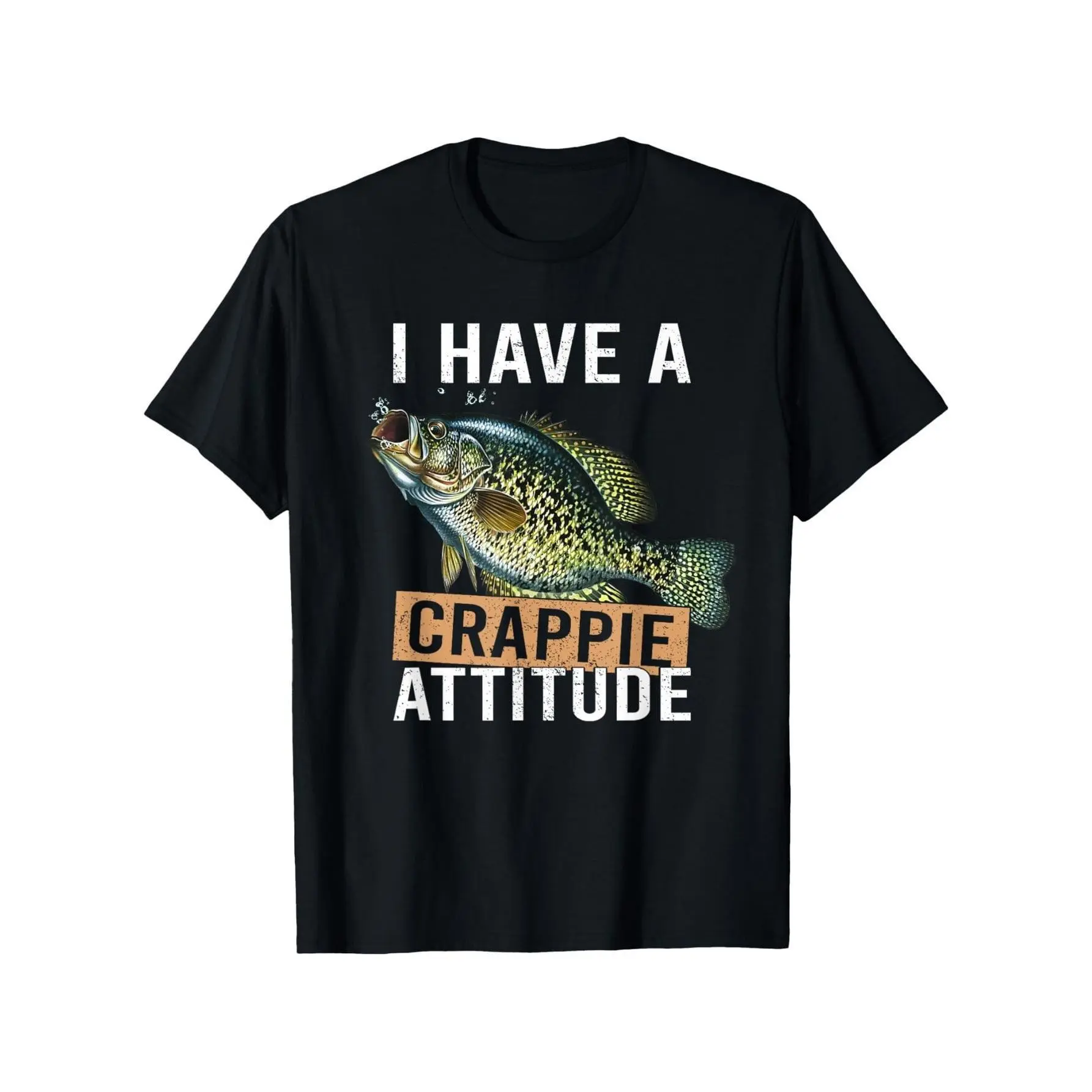 Men's 100% Cotton Classic Short-Sleeve Crew Neck T-Shirt - "I Have a Crappie Attitude" Design, Soft Lightweight Breathable Fabric, Perfect for Fishing & Casual Wear, Sizes S-3XL, Streetwear Adventure Top, Shortsleeve, Tshirt, Round Neck, Menswear, Digital