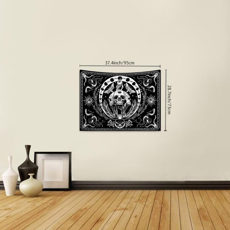 Skeleton Tapestry, Mandala Skull Printed 1 Count Skull Wall Hanging Snake Moth Wall Towel, Aesthetic Wall Art Decor Hippie Tapestry for Bedroom Living Room, Wall Tapestries, Halloween