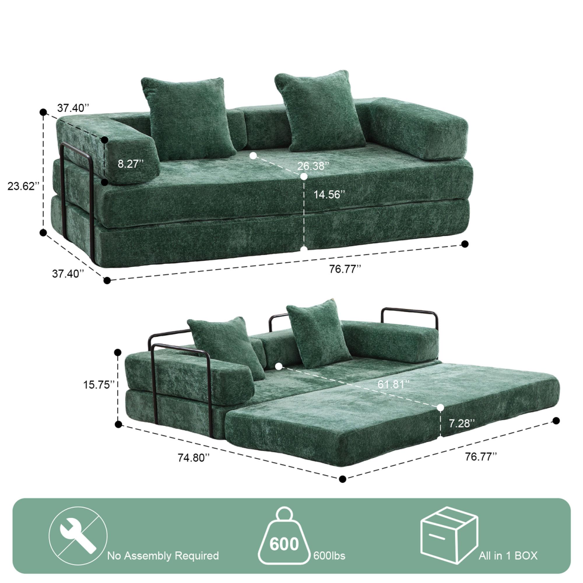 76.77"New Multiple Covers Available Cloud Floor Sofa Bed High-Quality Convertible Comfy Corduroy Fabric, Premium Sponge Padding, Multi-Functional Floor Sofa & Mattress for Living Room Upholstered Soft Couch,Multiple Colors of Sofa Covers Available