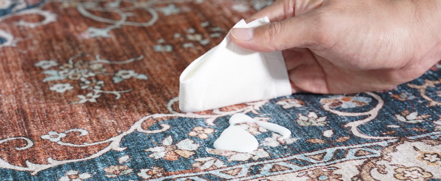 2x6 Washable Hallway Runner Rug:Oriental Indoor Rugs Vintage Door Mat Non Slip with Backing Low Pile Thin Carpet for Bedroom Living Room Bedside (2x6 Brick/Blue)