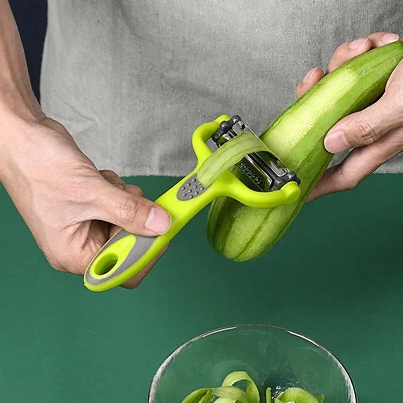 3 in 1 Rotary Peeler, Fruit Vegetables Cabbage Grater, Salad Carrot Potato Slicer, Kitchen Multifunction Grater, Julienne Peeler