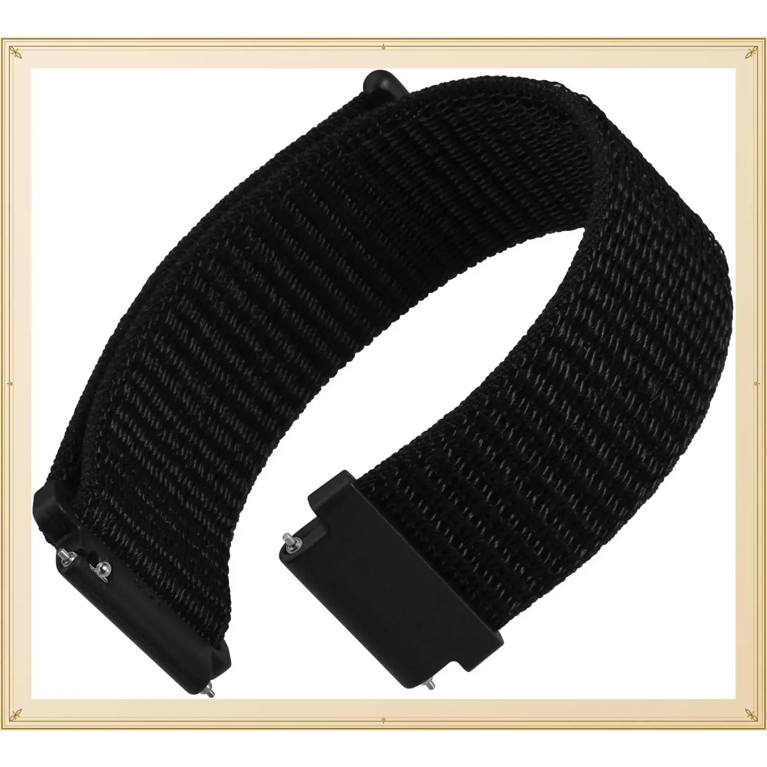 22mm Adjustable Nylon Watch Band, Quick Release Sport Loop Strap (Black)Gift