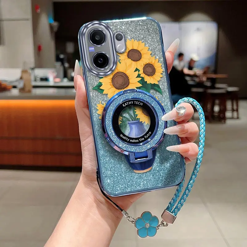 3pcs( Brightly petals phone Case+Lanyard+Stand) Stylish For Vivo V60/Y400 5G/V60 Lite 5G Cover Comfortable feel Phone Case Suitable For Vivo Y400 5G With Aesthetics Ideal For Popular
