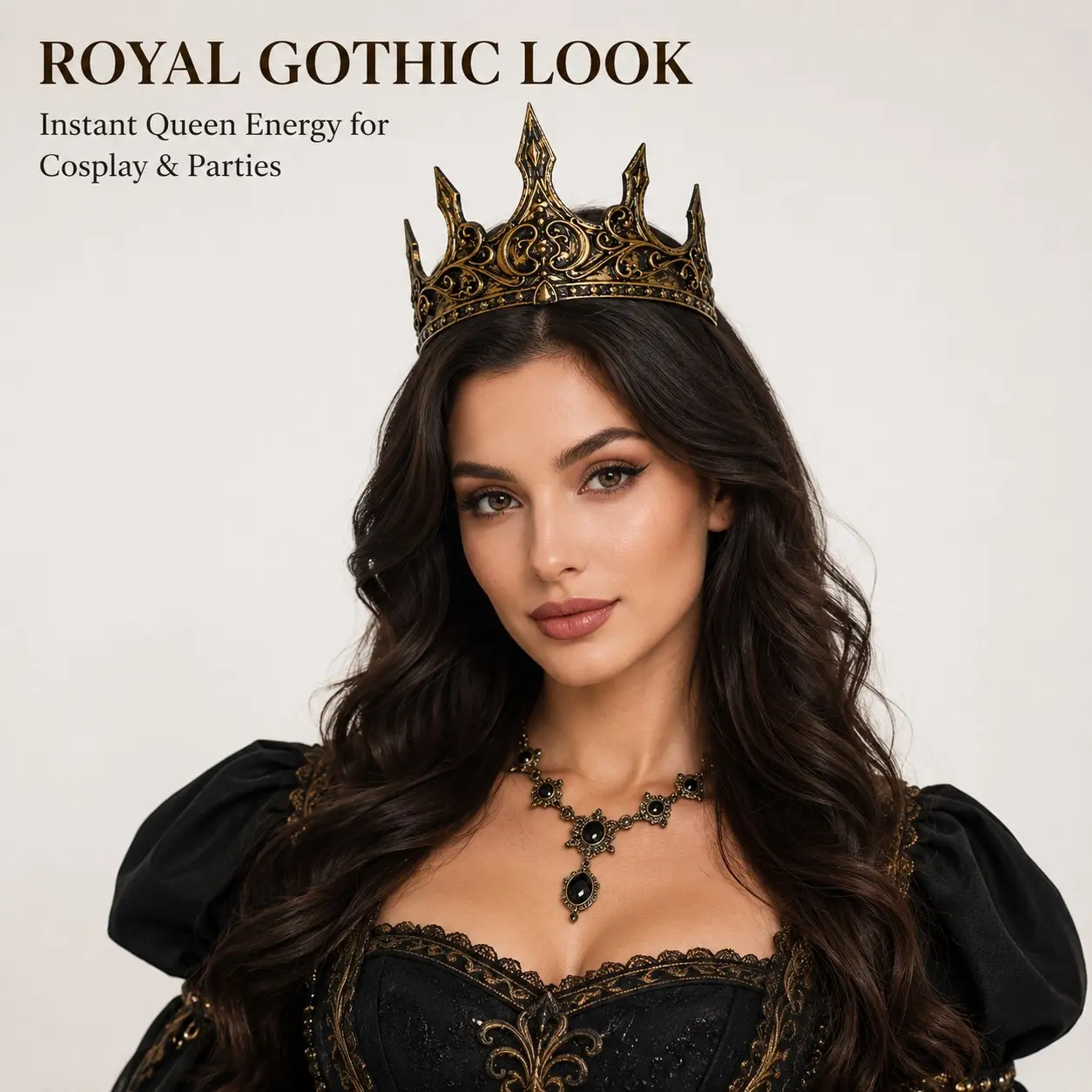Medieval Gothic Crown for Women & Men, Vintage Baroque King Queen Headband, Cosplay Halloween Party Costume Accessory