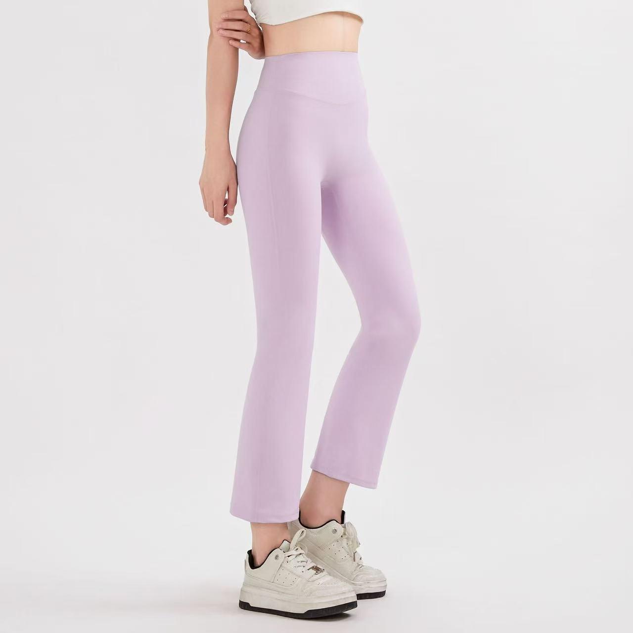 Nude High Waist Elastic Yoga Micro-flare Pants Leggings Gym Peach Lifting Hips Tight-fitting Outwear Pilates Waist Sculpting
