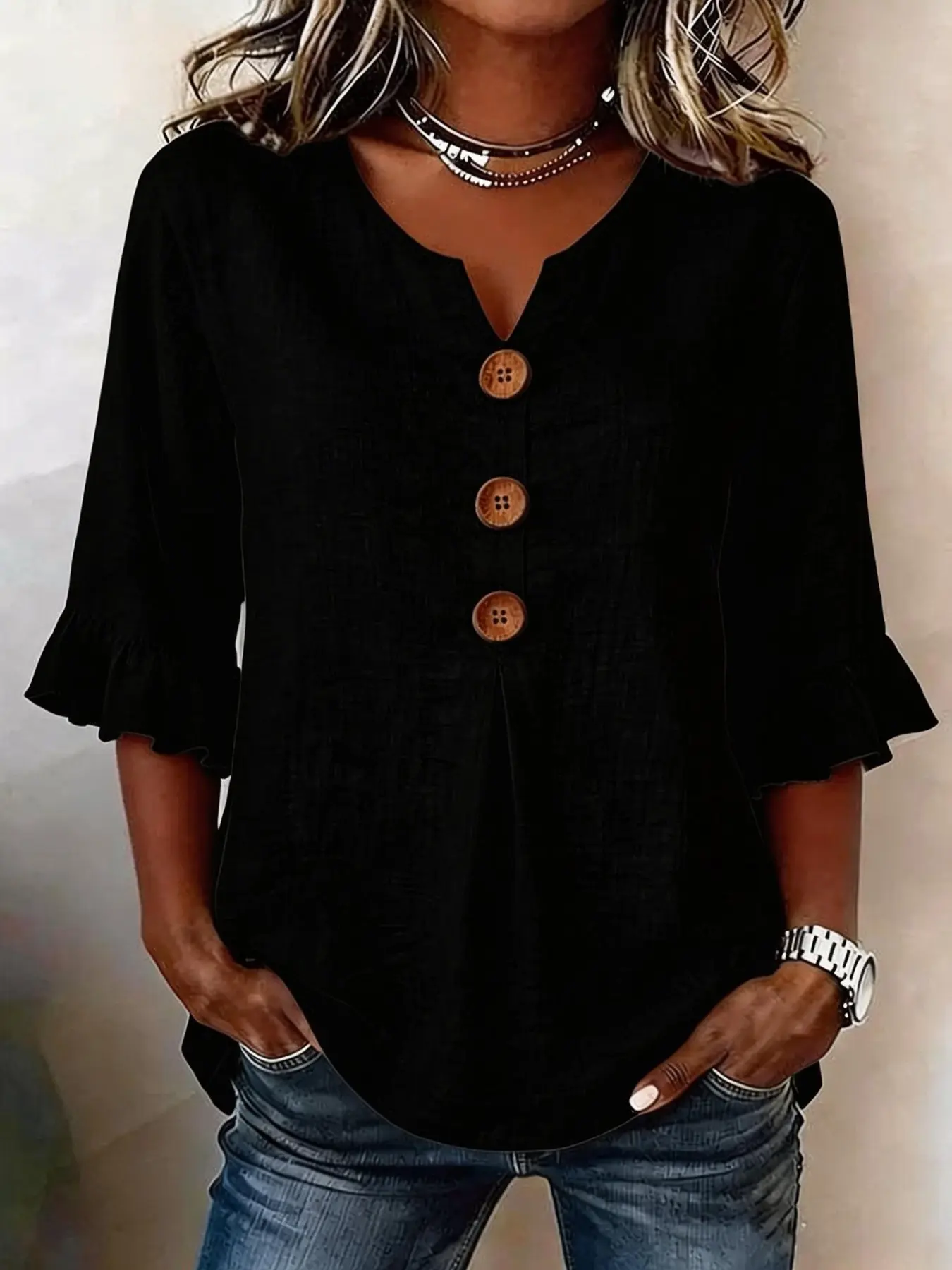 2026 New Arrival Style Women's Summer V-Neck Cotton Linen Shirt, Fashion Button Down Blouse, Casual Top for Women