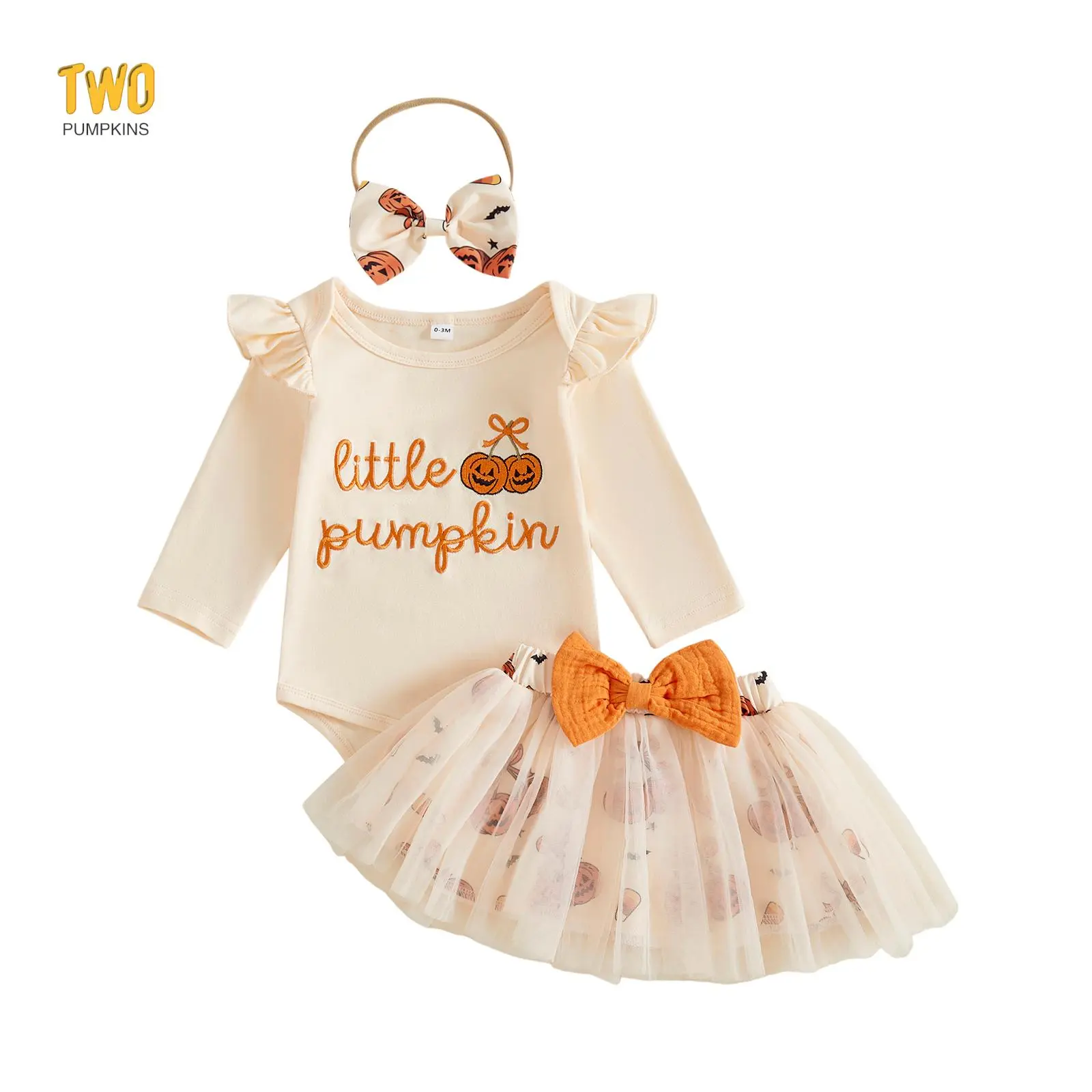 My First Halloween Baby Girl Outfit Newborn Infant Long Sleeve Romper Tutu Skirt Headband 3Pcs Set