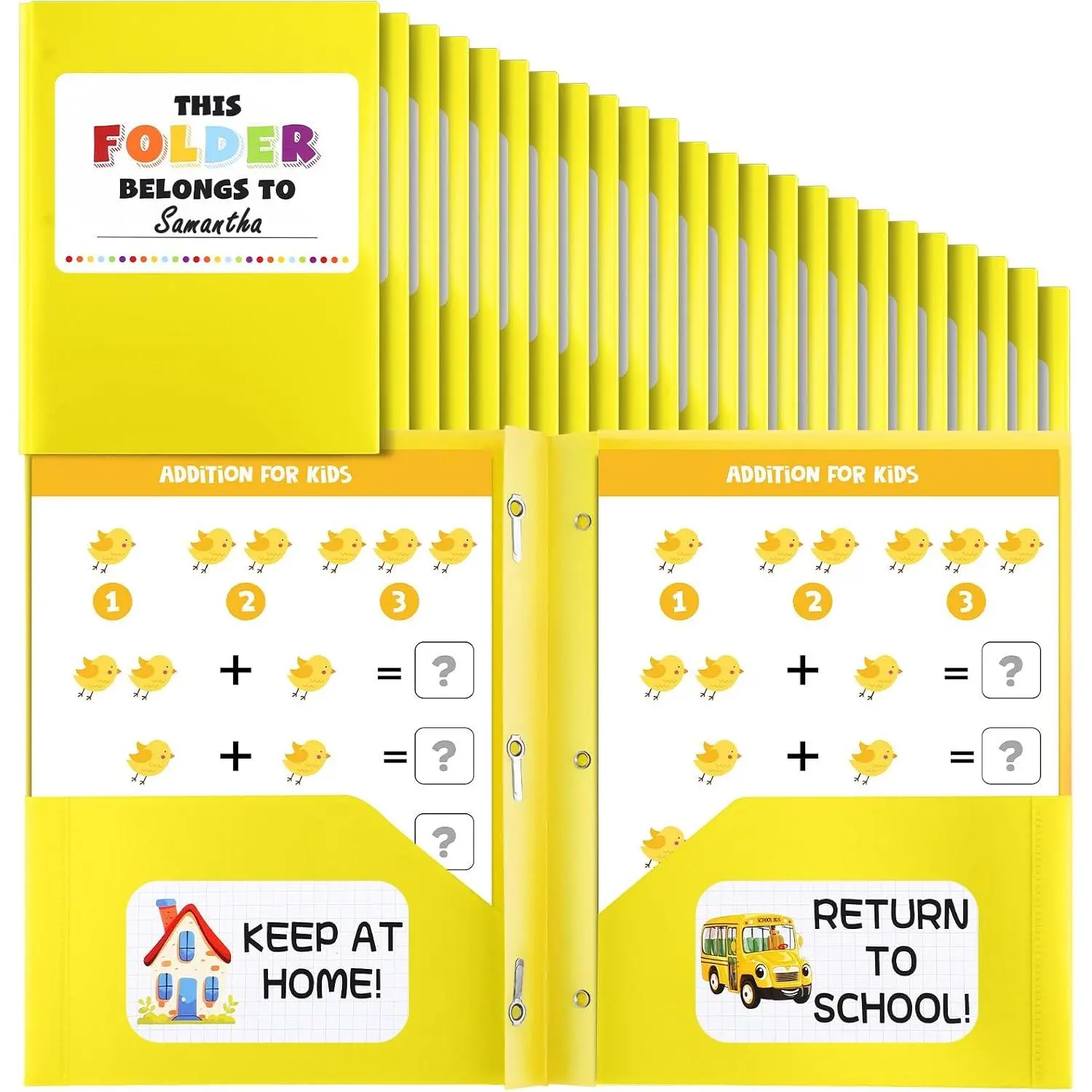 24 Pack Take  Folders with Pockets for Students,Yellow | Bulk School and  Communication Folder Heavy Duty Plastic Homework  Folders for School Parent Teacher