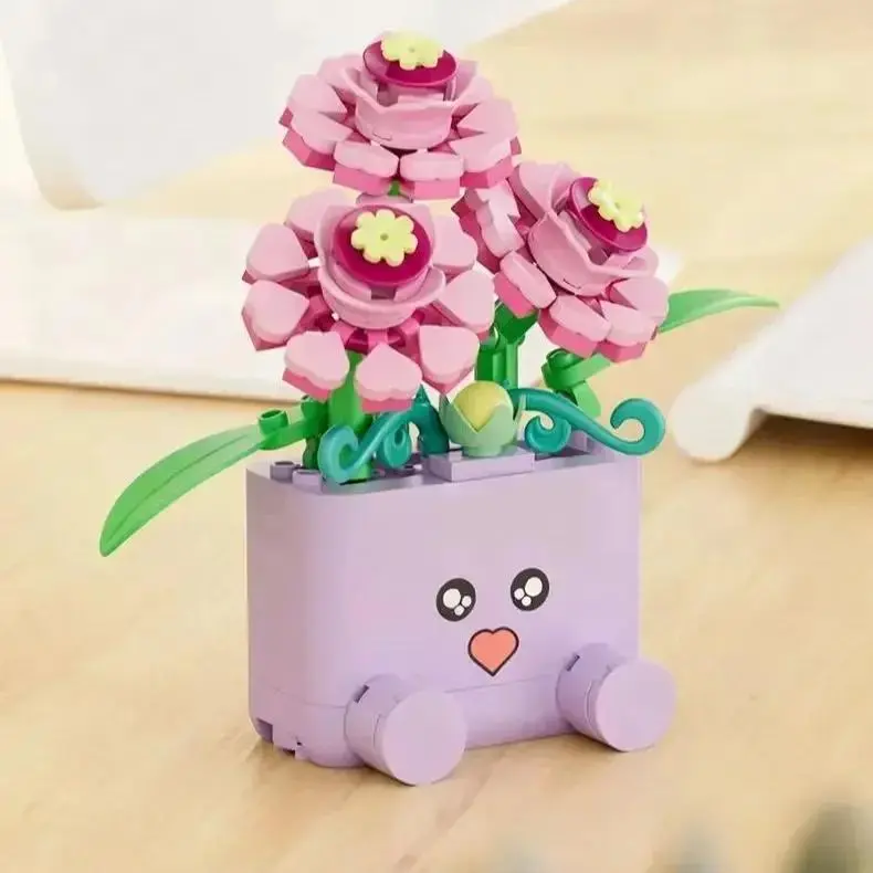 Creative Flower Plant Building Blocks Set DIY Botanical Brick Model Desktop Decoration Gift