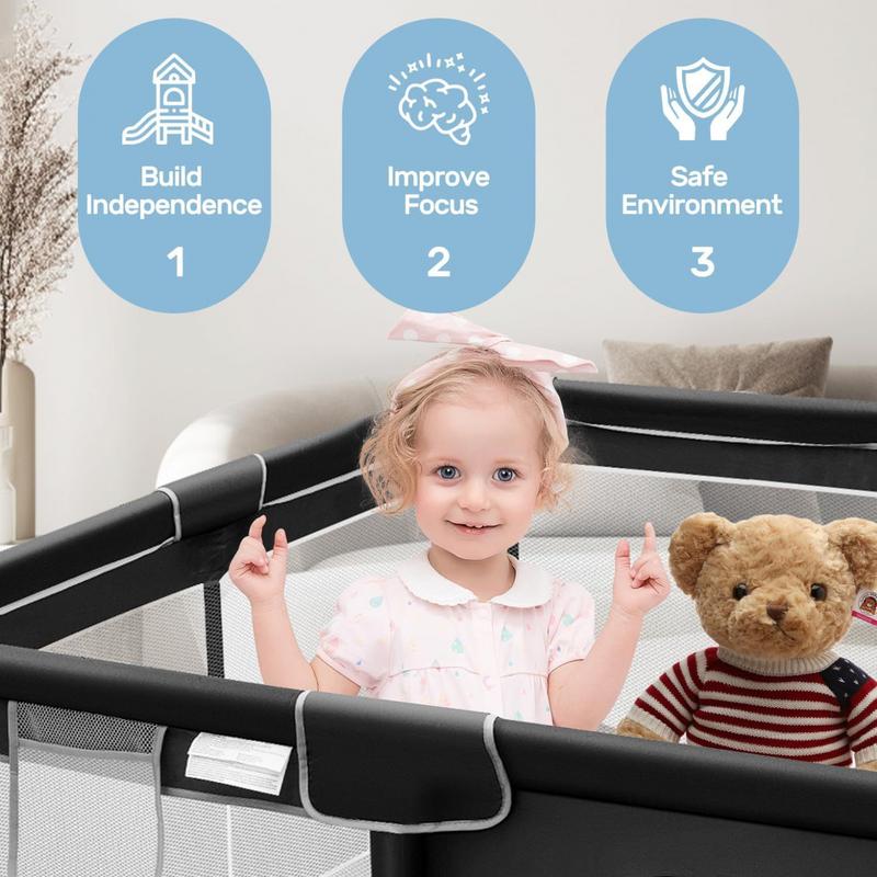 Baby Playpen, Indoor and Outdoor Playard, Play Pens for Kid Activity Center, Sturdy Safety Baby Fence with Breathable Mesh for Toddler