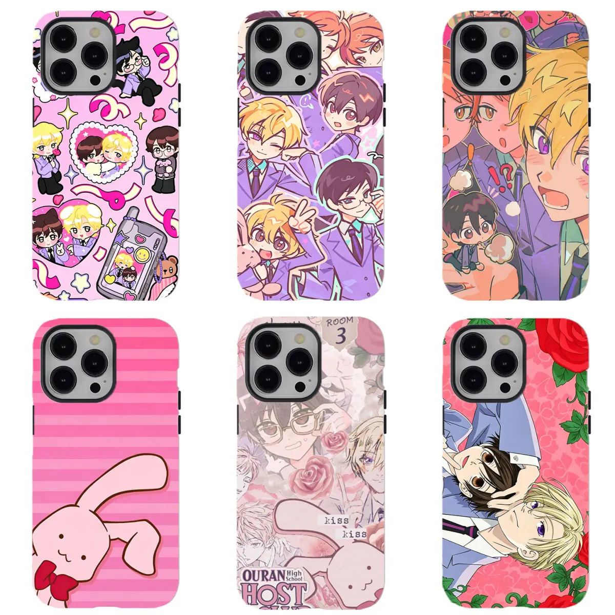 Kawaii Pink Coquette Anime Host Club Collage Phone Case, Compatible for iPhone 17Promax 16 15 14 13 12 11 and for Samsung S26‑21, Y2K Manga Aesthetic, Pastel Heart Vibe, Shockproof Protective Cover, Perfect Anime Fan Daily Gift, , Sweet Holiday Gift