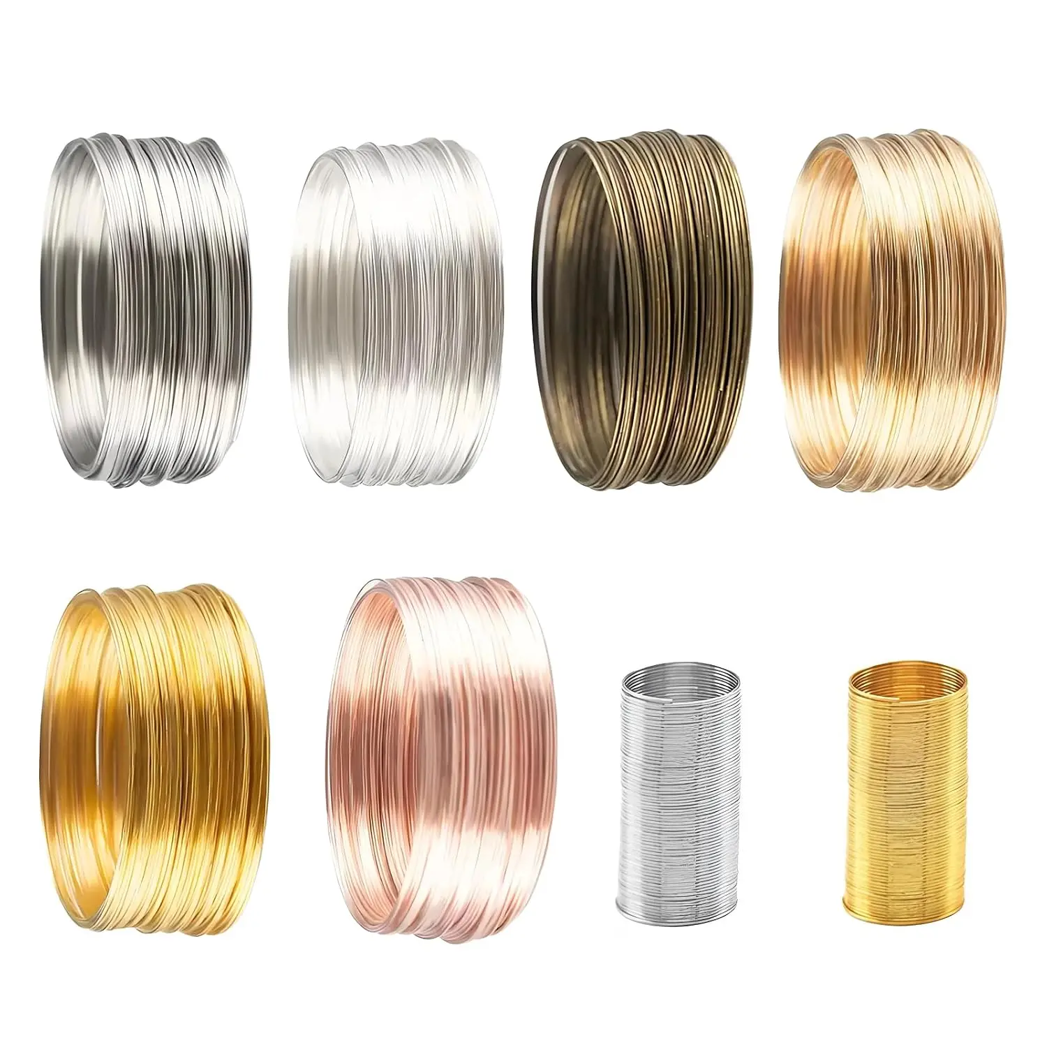 Durable Stainless Steel  Craft Wire - 500 Loops, 6 Colors Memory Beading Wire for DIY Necklace, Bracelet, Earring, Ring Making & Art Creations, 3 Yards per Roll