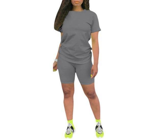 Biker Short Sets Women 2 Piece Outfits Summer Short Sleeve Jogger Tracksuit Large size loose sportswear two-piece suit