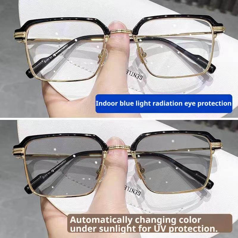 Auto Light Adaptive Smart Glasses 2 in 1 Blue Light Blocking UV Protection Color Changing Lenses Metal Frame Lightweight for Men Women