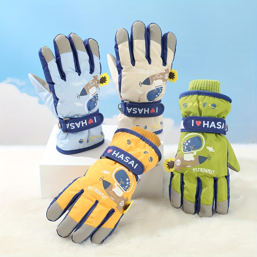 1 Pair Kids Ski Gloves Winter Warm Plush Gloves Cartoon Dinosaur Kids Split Finger Gloves Girl Fleece Cycling Gloves Thickened Five Finger Gloves Full Finger Gloves Suitable for Outdoor Snow Play Suitable for Children Aged 5-10, Gloves For Boy/girl