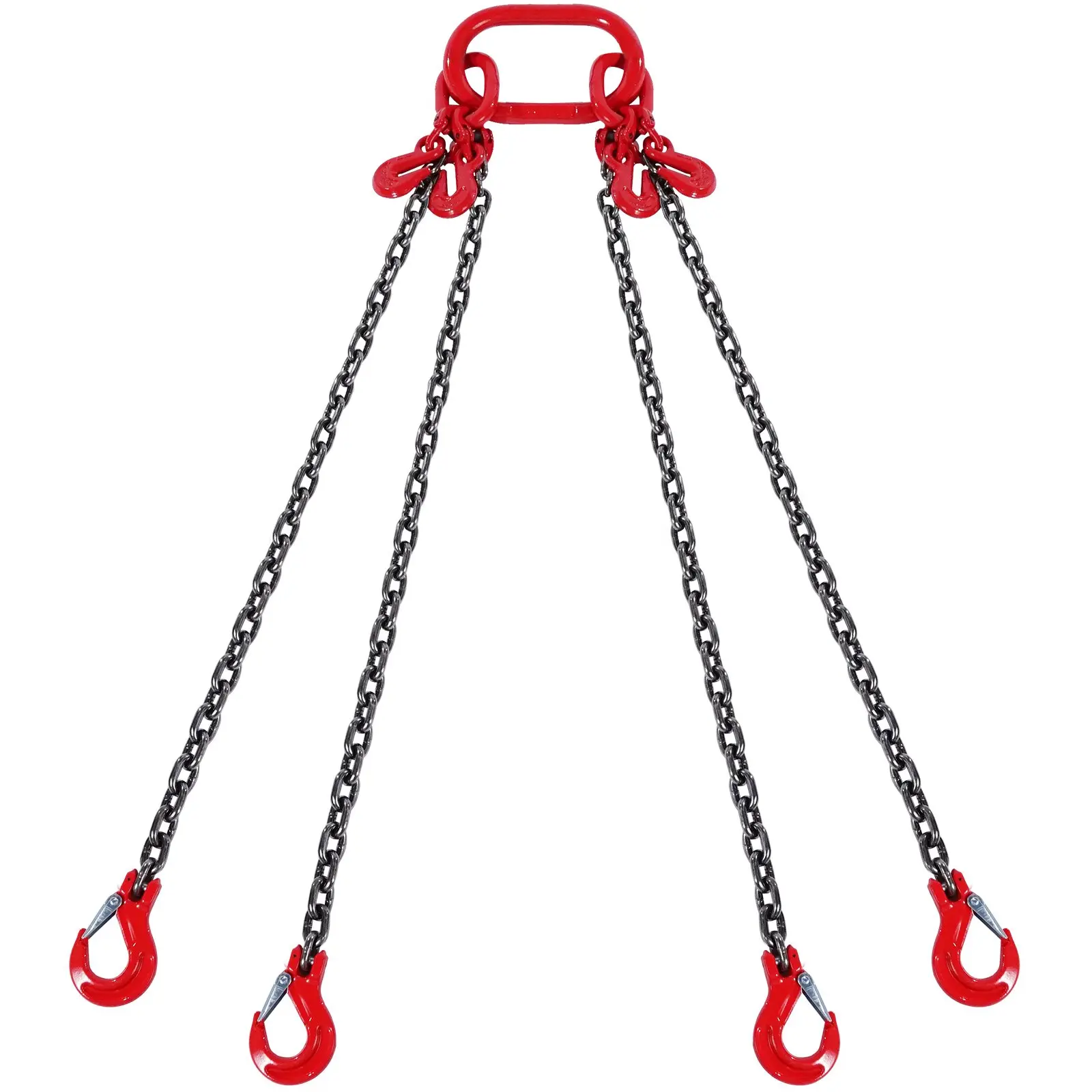 VEVOR Chain Sling, 3/8 inch x 10 ft Lifting Chains with Hooks, G80 Engine Chain Hoist Lifts, 18400 lbs/8 Ton Lifting Sling Chains for Engine Hoist, Engine Lift Chain with 4 Leg Grab Hooks & Adjusters