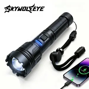 SKYWOLFEYE L377 Rechargeable High-Lumen Flashlight, 1200 Lumens Tactical Flashlight High Power, Super Bright Zoomable 10H Long Runtime Aluminium Torch, for Camping Essentials Outdoor Survival Tool and Car Emergency