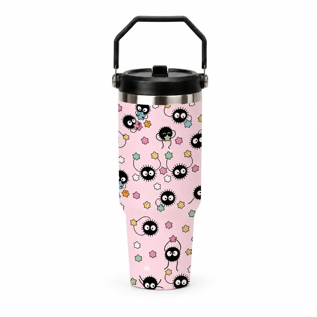 30oz Japanese Cartoon Sprite Stainless Steel Tumbler With Handle Straw Kawaii Star Candy Travel Cup