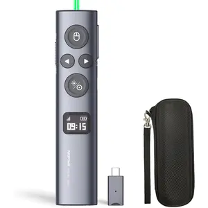 N95s BLE Presentation Clicker with Digital Pointer for PowerPoint Presentation  TV Screen and Projection Screen,  Presenter Remote with Countdown Timer (Green Light-USB-C)