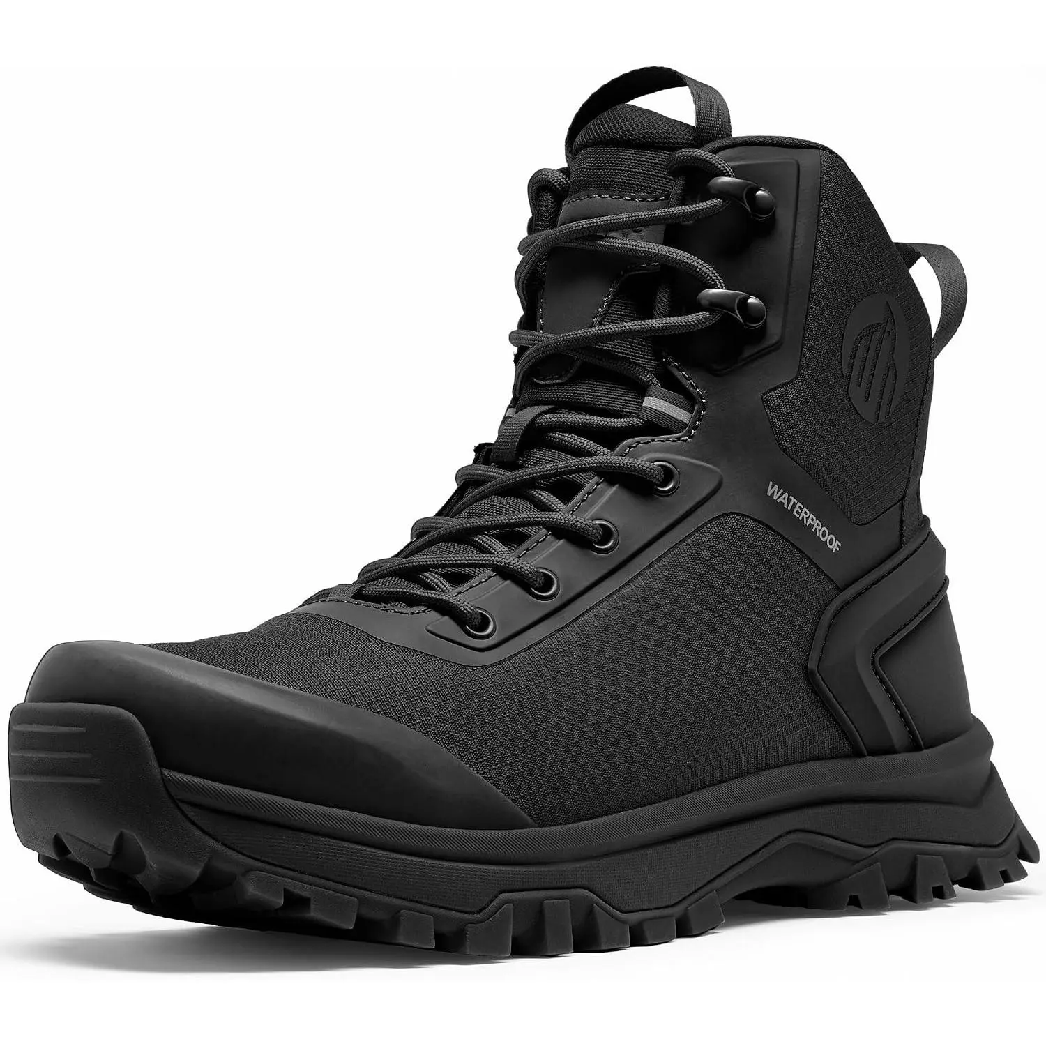 Men's Lightweight Tactical Military Combat Boots Waterproof with Side Zipper for Motorcycle Hiking & Work - 8 Inch(Gift)
