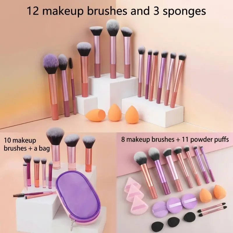 15/10/19-piece multi-functional makeup brush set. This cosmetic brush set includes loose powder, blush, foundation, and eyeshadow, suitable for women and girls. Makeup Brush Kit Makeup Brushes Kits