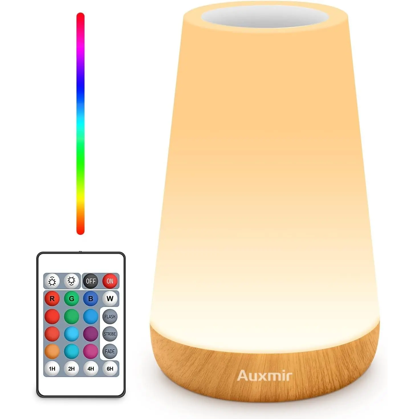 Rechargeable LED Night Light, Touch & Remote Control Bedside Lamp with 13 Colors, 5 Brightness Levels, Portable Table Lamp for Kids Baby Nursery, Bedroom, Bathroom, Camping, Light Brown