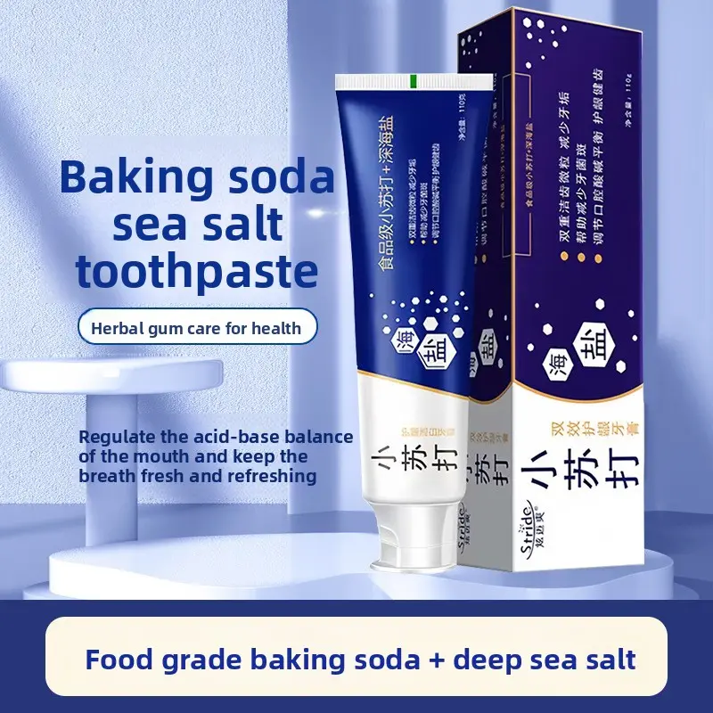 Adult Baking Soda Sea Salt Mint Toothpaste - Oral Care Supplies, Fresh Breath Elimination, Gum Protection, Teeth Whitening, Tooth Stain & Tartar Removal, Dental Care Toothpaste, Bad Breath, Breath Neutralizing Toothpastes
