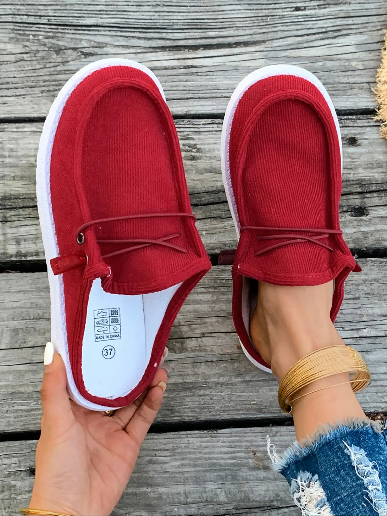 Women's Corduroy Mule Sneakers, Slip-On Backless Loafers, Comfortable Casual Shoes for Daily Wear, Multi Colors Available