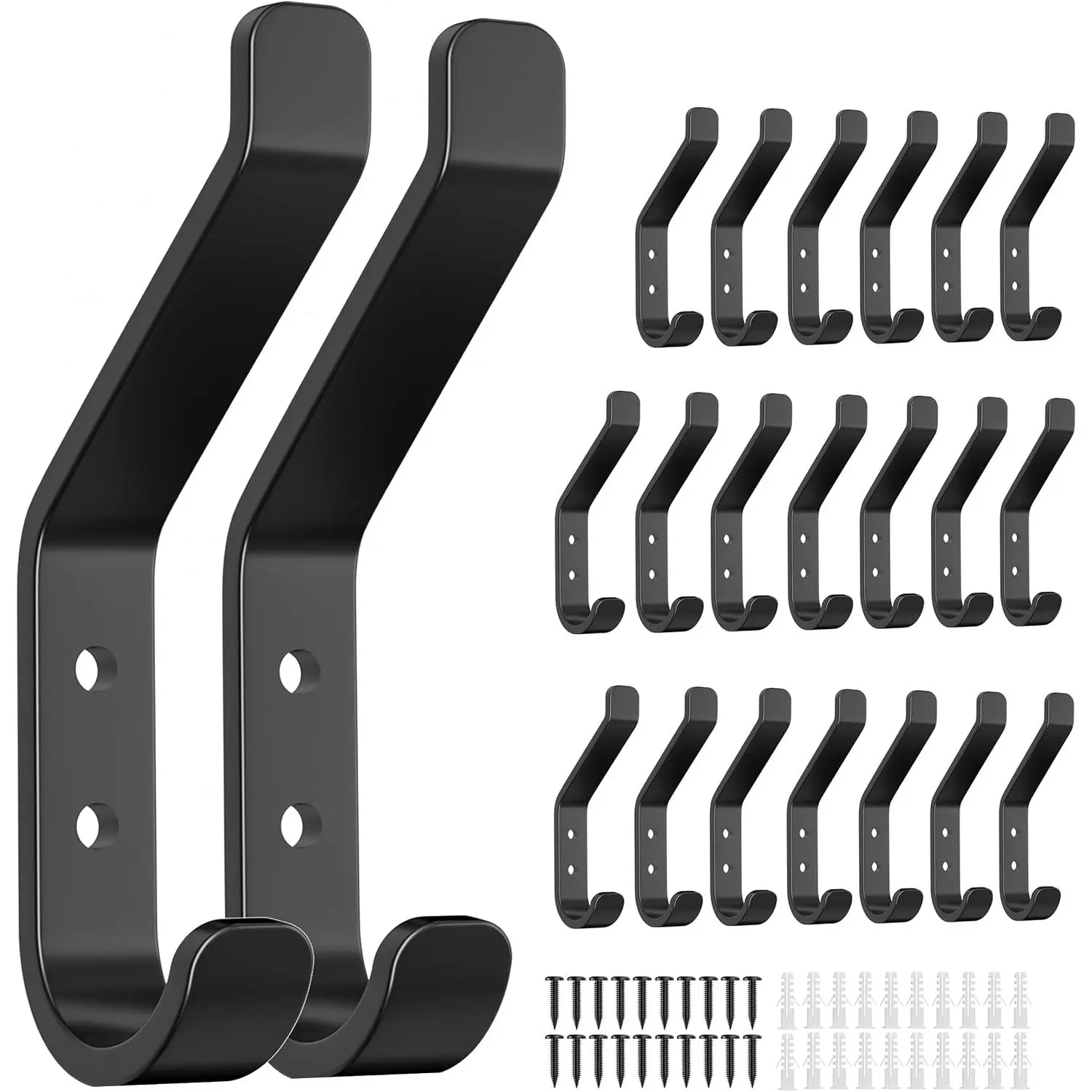 SICANDAENHK 20 Pack Black Screw Hooks for Acoustic Panels for Bedroom, Living Room, Bathroom, Coat and Jacket, Metal 10cm