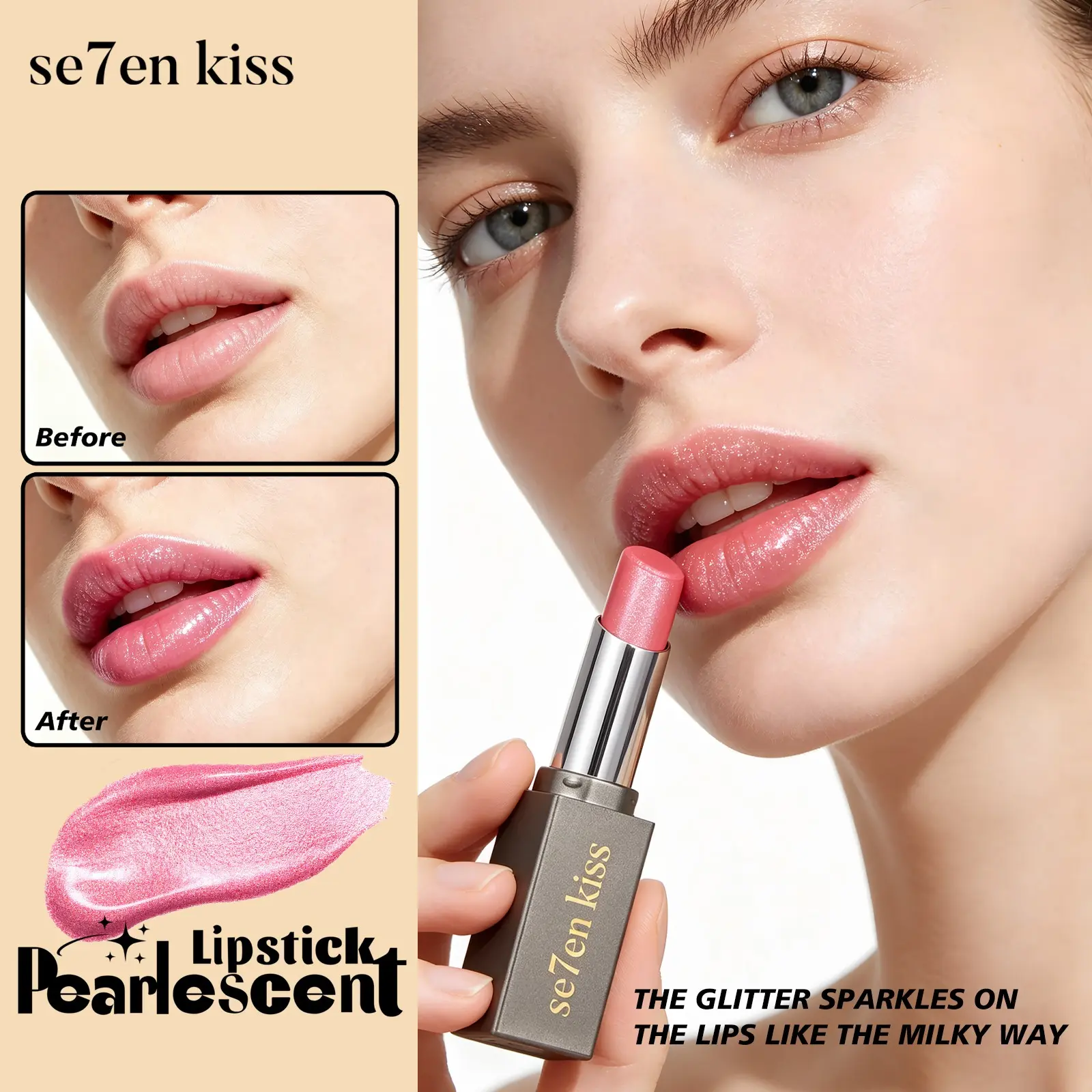 6 Color Glossy Lipstick, Vibrant Long-Lasting Formula, Moisturizing Metal Finish, Ideal for Daily Makeup and Women's Gift