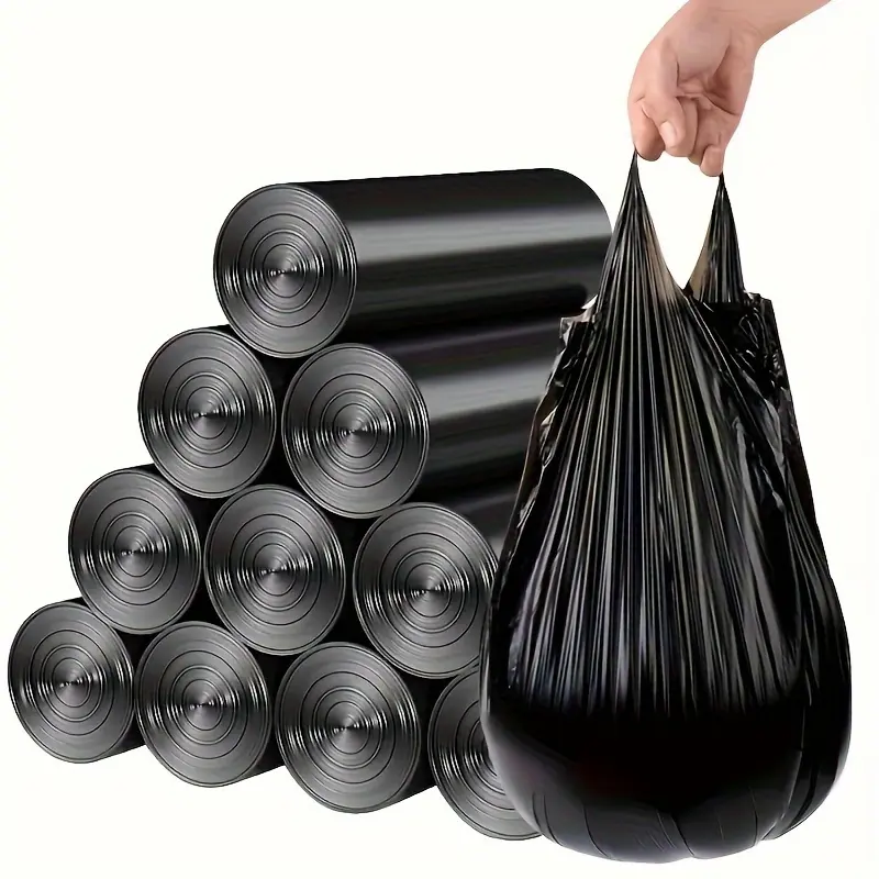 Black Garbage Bags Set - 200-Count Disposable Small Trash Pack, 4-Gal Replacement Trash Bags for Bathroom, Kitchen Household Bins Home Supplies, Disposable Trash Bags
