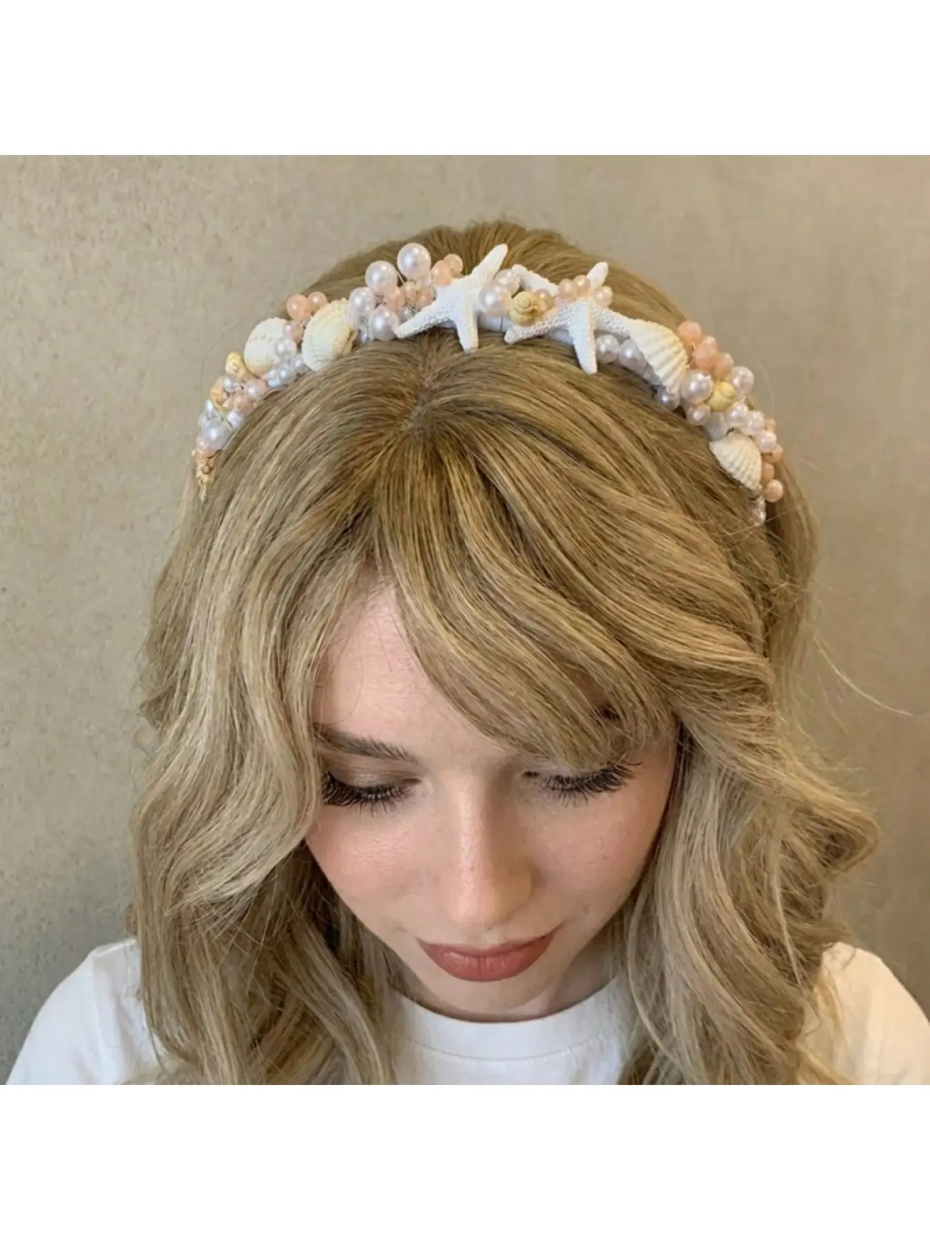 Women Beach Mermaid Headband, Seashell Starfish Conch Pearl Princess Tiara, Versatile Bridal Ocean Hair Hoop, Summer Vacation Wedding Party Costume Hair Accessories