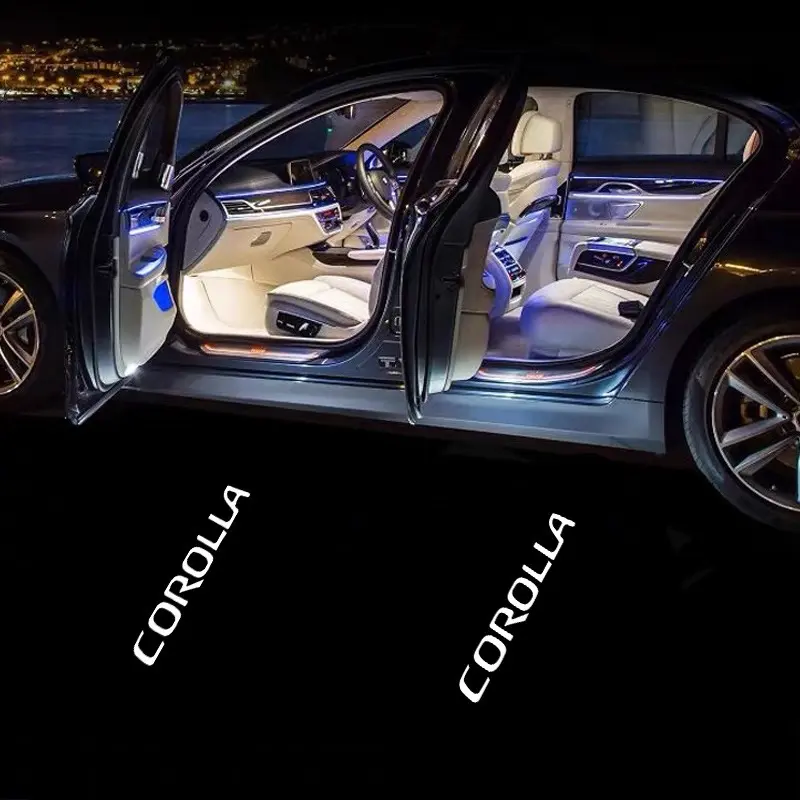2PC Led Car Door Welcome Light Logo Shadow Projector Laser Lamp For Toyota Corolla Yaris Chr Auris RAV4 Land Cruiser Camry Highlander Prado Auto Accessories