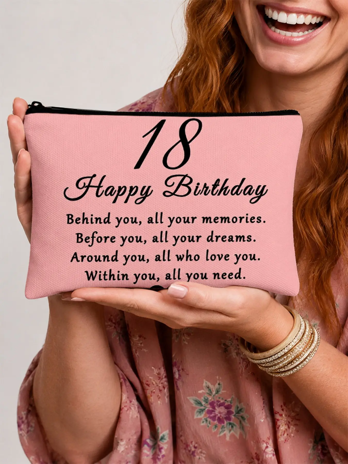 18th Birthday Cosmetic Bag, Personalized Gift Organizer, Zippered Portable Pouch, Ideal for Girls' Travel & Daily Use, Creative Bff Present