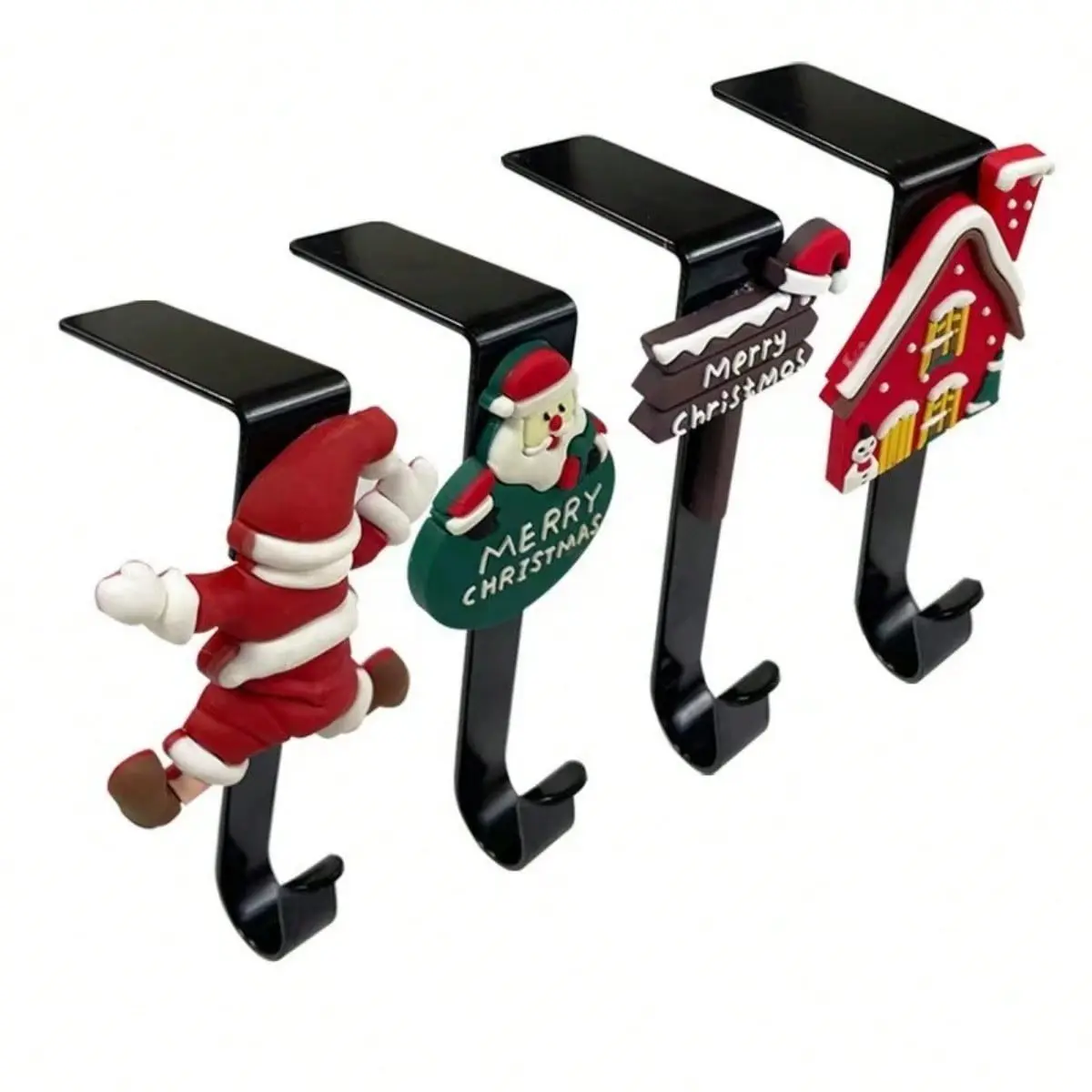 1 pcs of Christmas fireplace hook figurine. Christmas right-angle stocking hook for fireplace decoration. Christmas holiday fireplace ornament. Christmas family gathering decoration.
