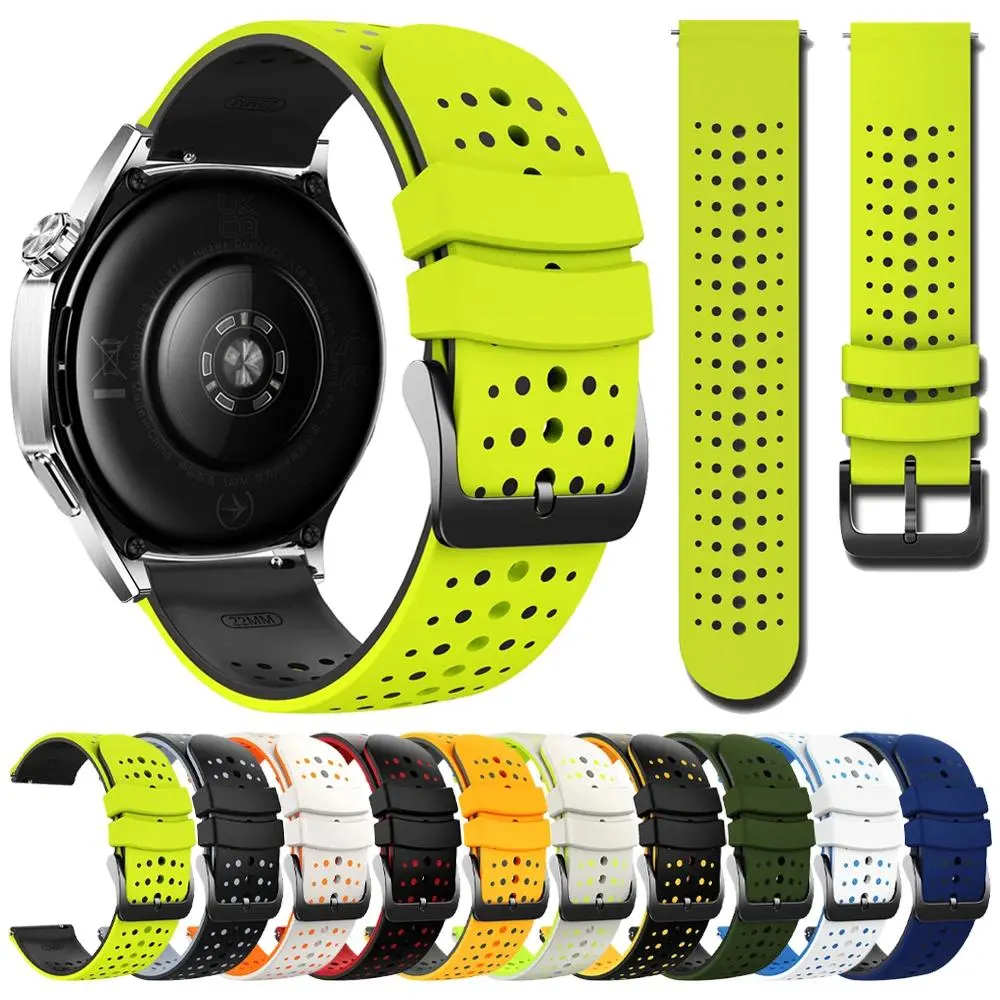 22mm Breathable Silicone Strap For HUAWEI GT6 Pro GT 6 5 4 46mm/Watch 5/4/3 Pro Wristband For Amazfit BALANCE/Bip MAX 6 5 UNITY/Active Max Replacement Bracelet Smartwatch Replacement Straps