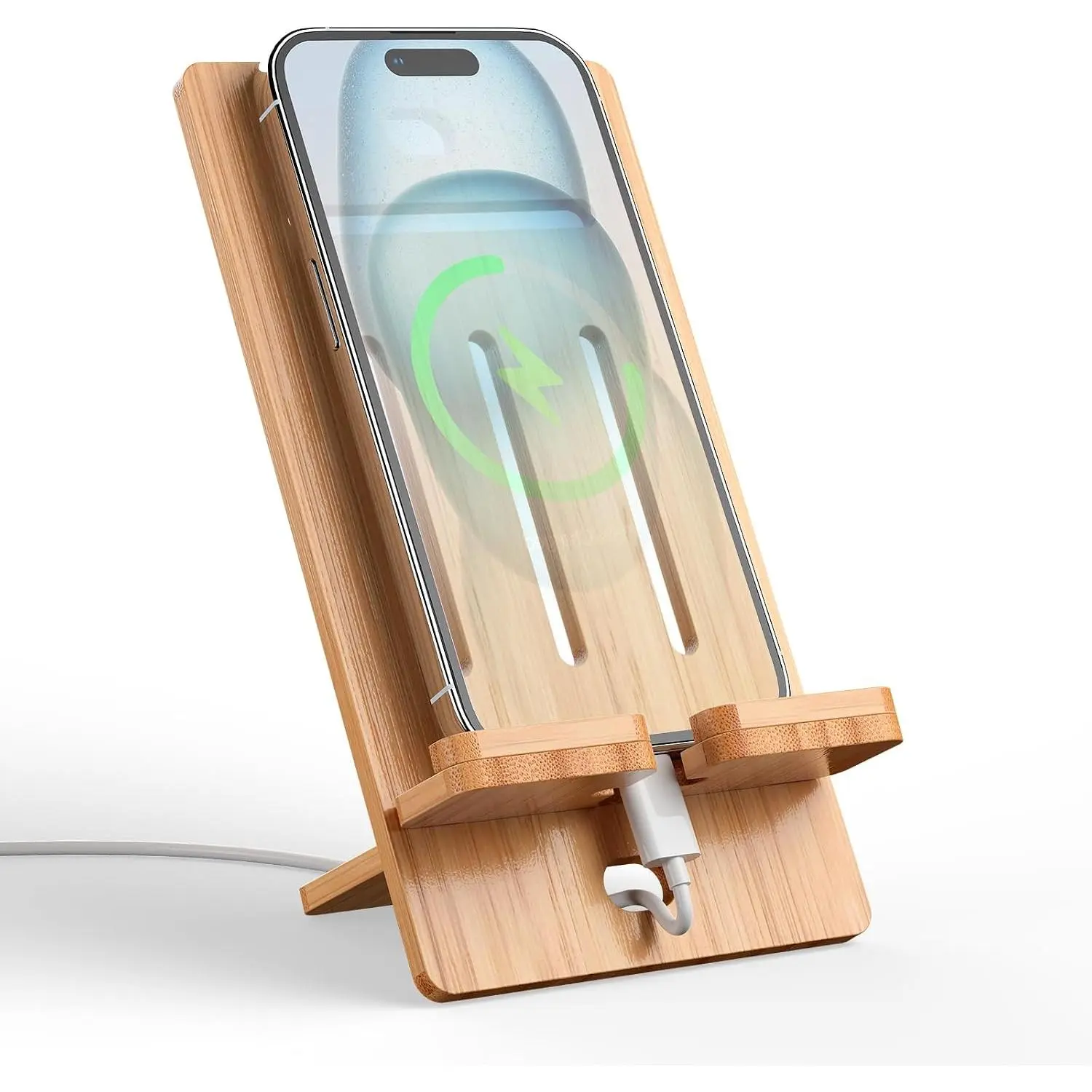 Wooden  Cell Phone Stand,   Dock Holder, Portable Desktop Phone Rack, Compatible with Mobile Phone and Tablet -Slim Version