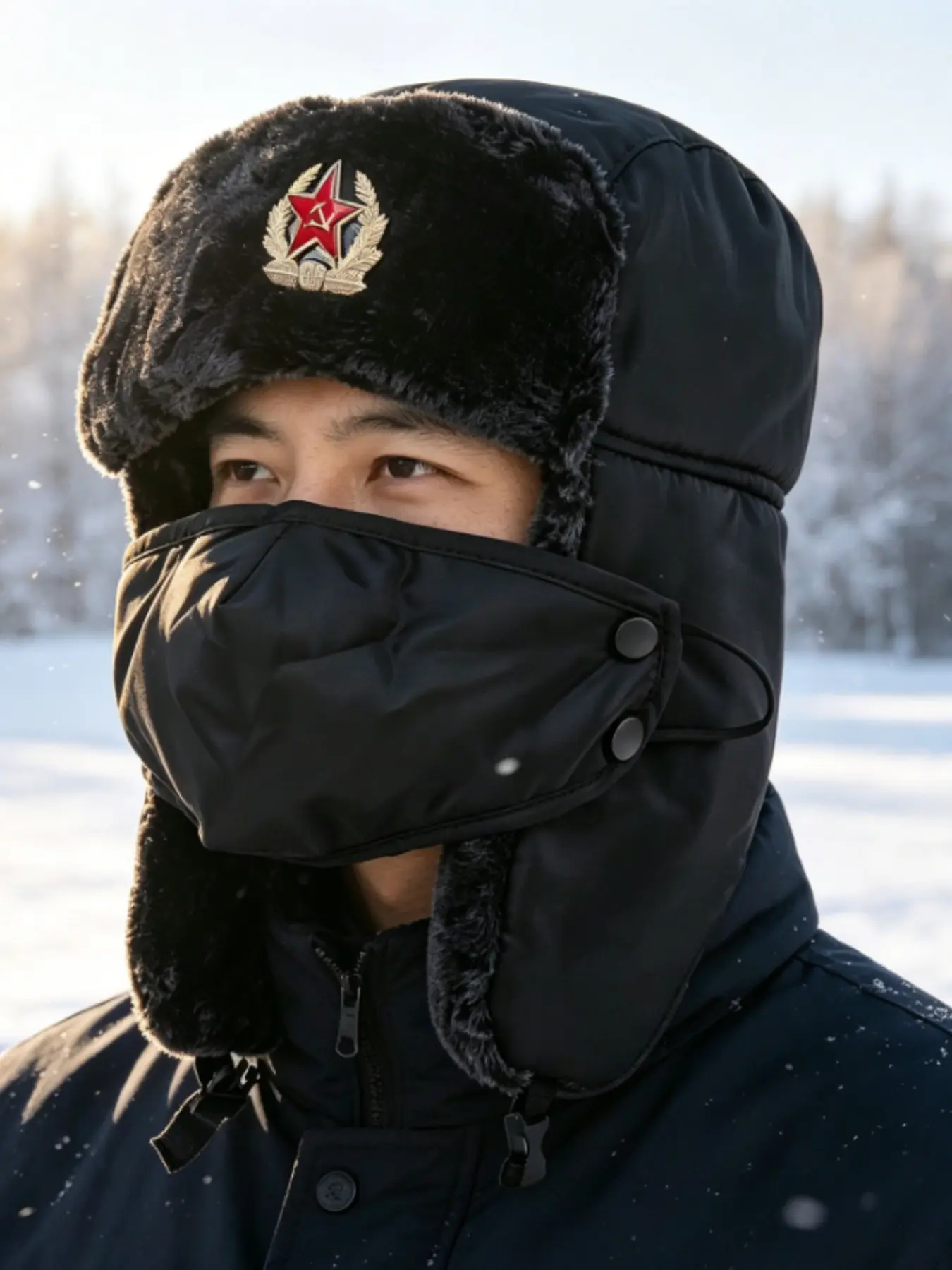 Winter Outdoor Cycling Ski Warm Hat, Unisex Ear Flap Windproof Cap, Thickened Insulated Headwear, Comfortable and Breathable