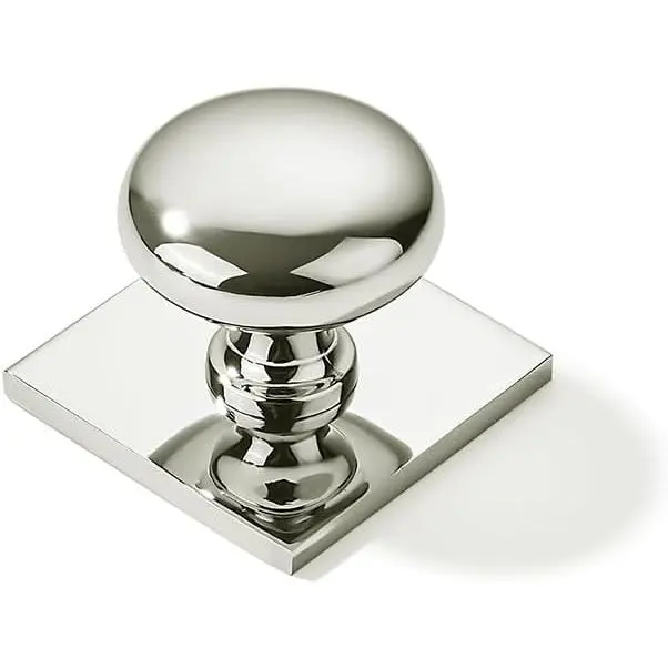 2 Pack 1-1/2 Inch Polished Nickel Cabinet Knobs with  Backplate - for Drawers, Cabinets & Bi-Fold Doors