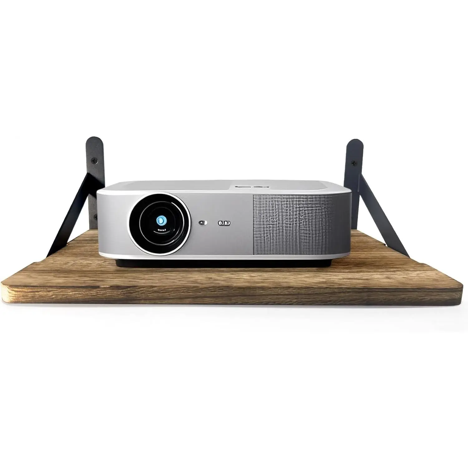 Projector Shelf 15.7"x11" with Cable Cutout, Wall Mount Shelf for Projector, Router, WiFi, Modem, [Solid Wood] Wall Mount Floating Shelf for Projector, Holds 30 lbs