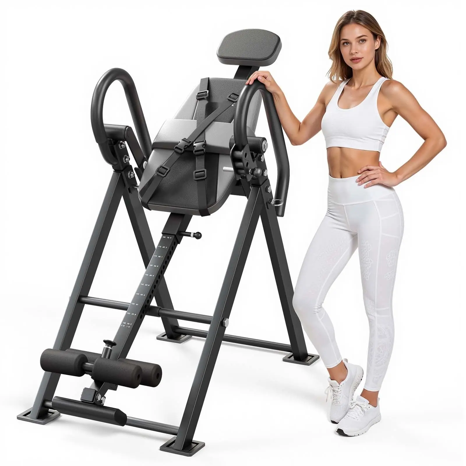 Inversion Table For Home Use With 300 Lbs Capacity Heavy Duty Back Decompression Therapy Table Inverted Therapy Table With Stable Steel Frame Dual Roller Locking System Targeted Decompression For Shoulders Neck Back And Knees