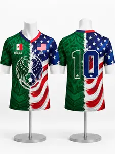 Half Usa Half Mexico Soccer Jersey, Personalized Binational Football Jersey, Loose-Fitting Casual Top, All Seasons Soccer Fan Gift