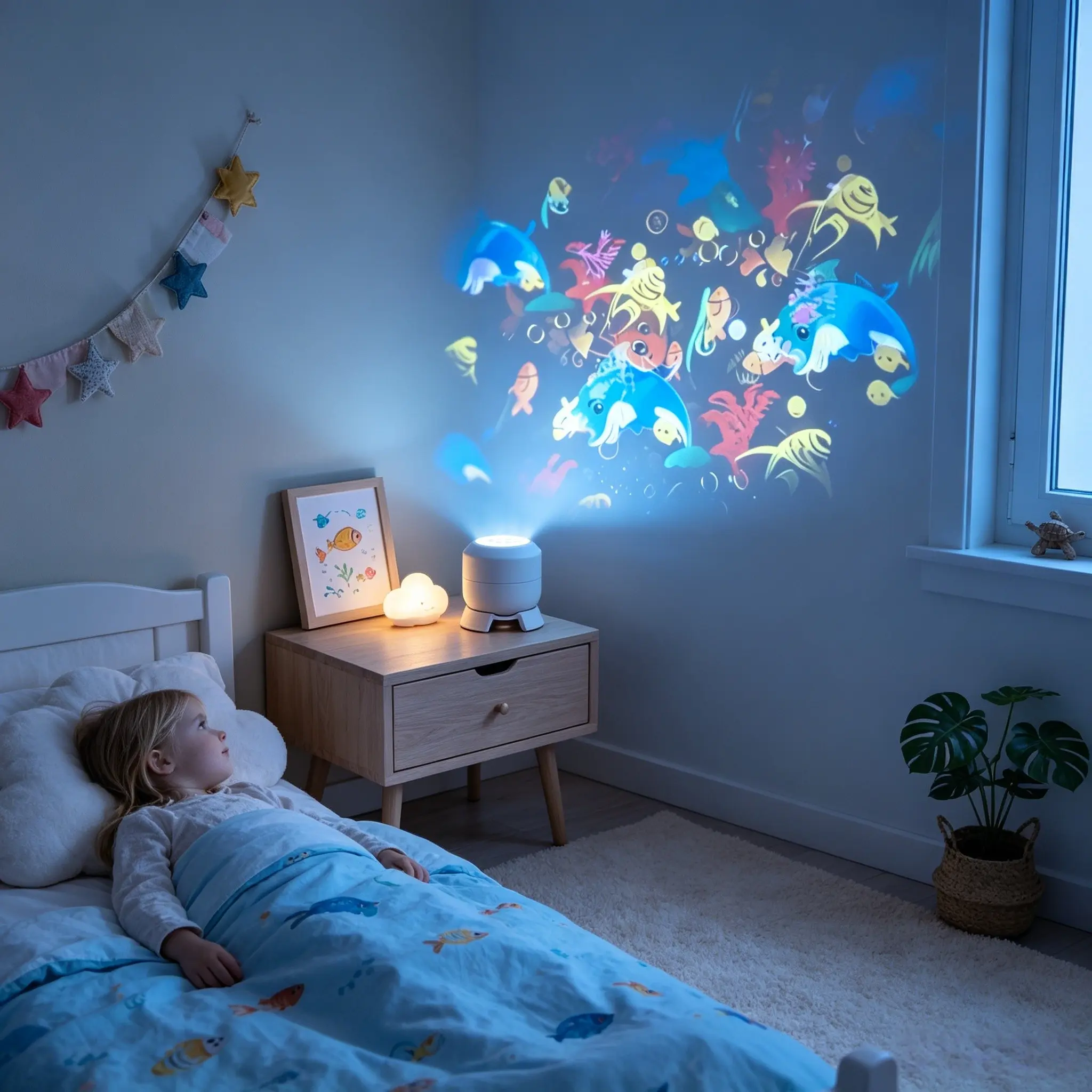 360° Rotating Dynamic Projector, LED Ocean Projection Lamp, Atmosphere Light, USB Powered, Fantasy Ocean Effect, Bedroom Night Light, Birthday Gift