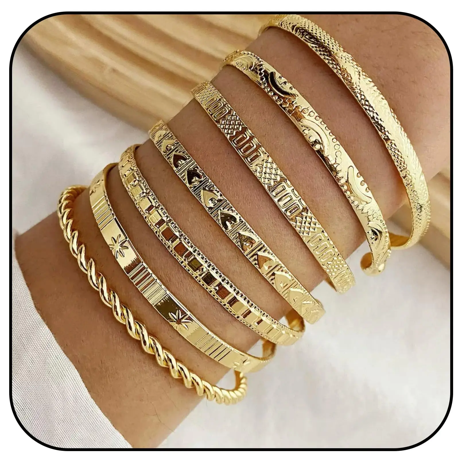 Women's Open Bangles Multi Layer Stackable Cuff Bracelet Set Bohemian silver Costume Accessories Ladies Gift