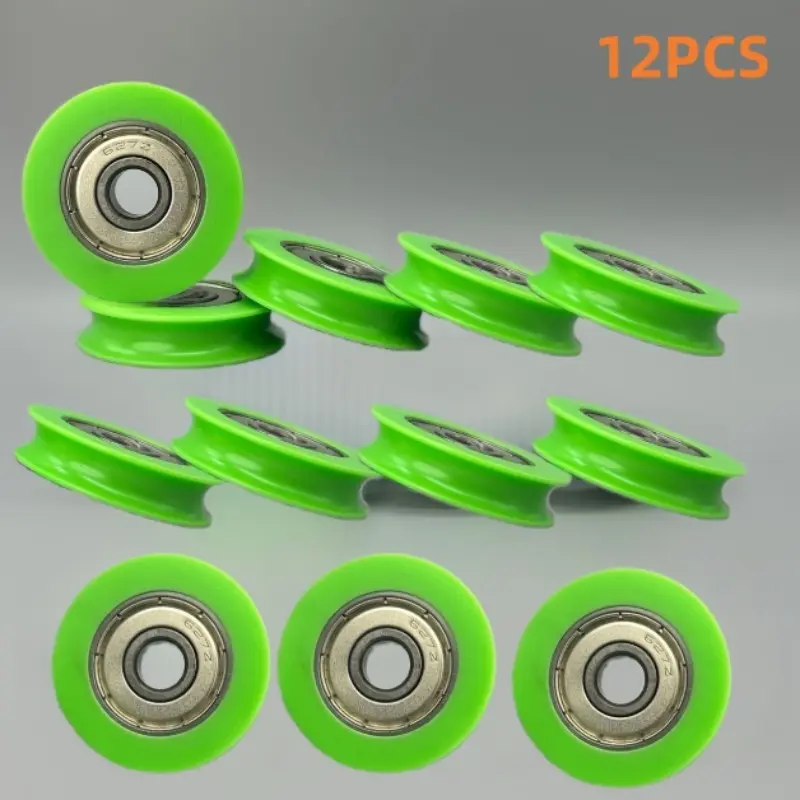 Twelve H-groove nylon ball wheels-smooth rolling wheels for doors, sliding windows, showers, drawers and 3D printers. Made of durable nylon material and metal core structure.