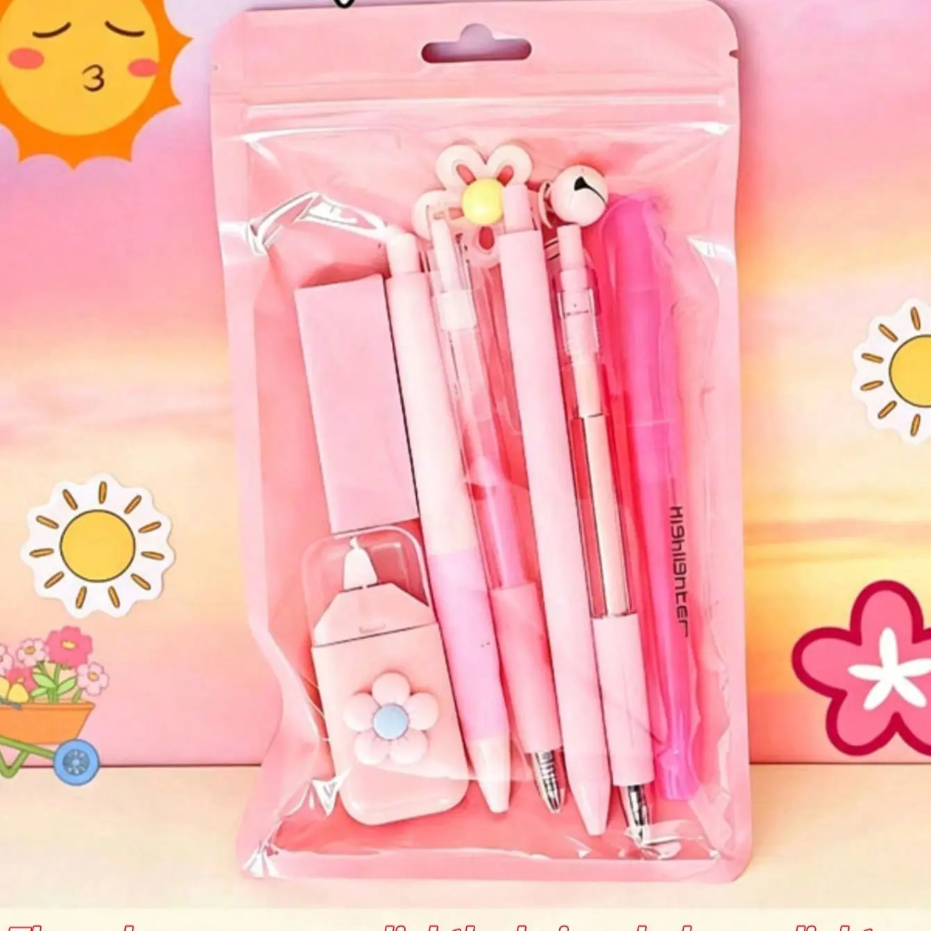 Macaron Color Stationery Set, 8-In-1 Writing Tool Series, Includes Highlighter, 2 Retractable Pens, Mechanical Pencil, Gel Pen, Eraser And Charm, School Supplies Gift Set For Students, Office, Journaling And Stationery Enthusiasts